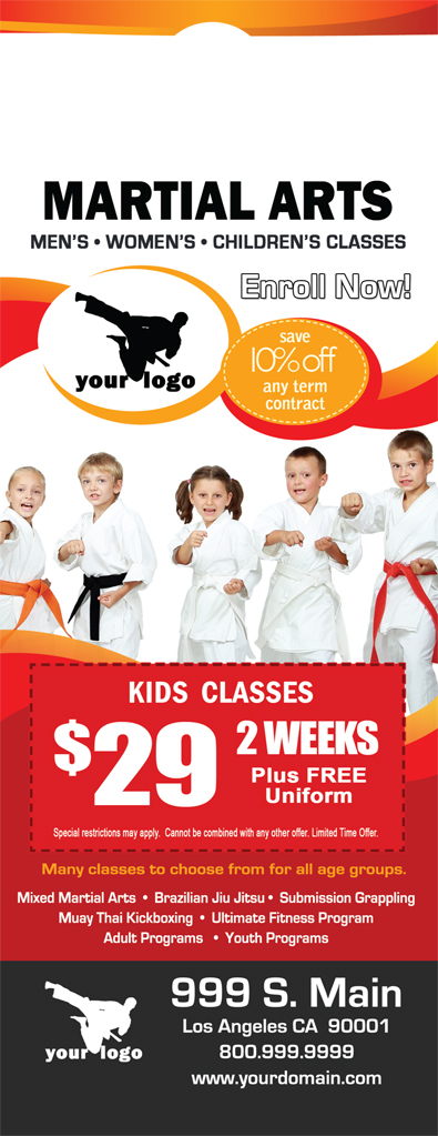 Martial Arts Door Hangers (4.25 x 11) #MA020010 AQ Gloss Front